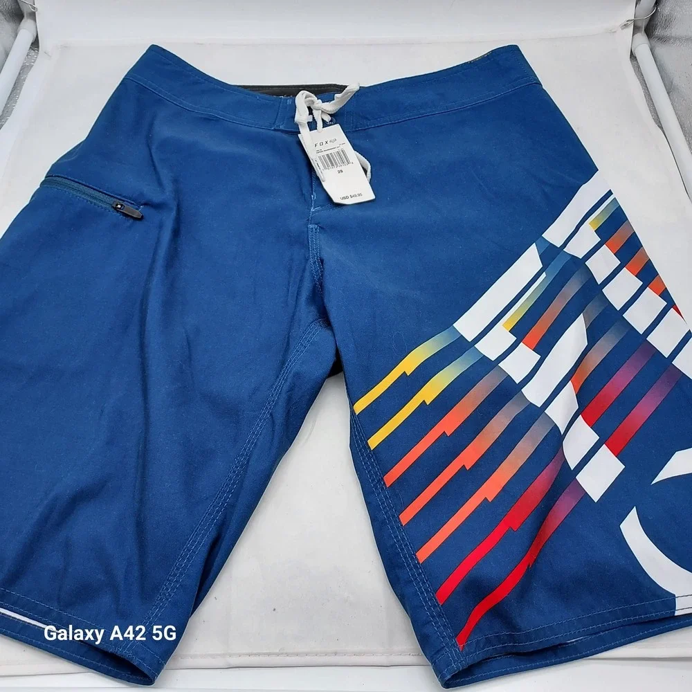 Fox Racing Mens Blue Graphic Board Shorts Swim Trunks Size 29 24842-202